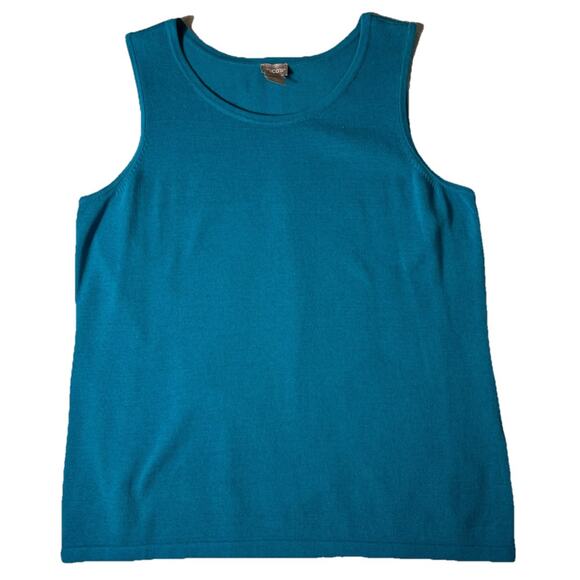 Chico’s Size Large Turquoise Blue Knit Tank Top‎ Sleeveless Cotton Blend - Picture 1 of 7